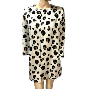 Ann Taylor Factory Open Front Cardigan Sweater Longline S Leopard Cheetah NWT